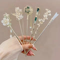 Elegant Chinese Tassel Hair Sticks – Set of 6 Floral Hairpins